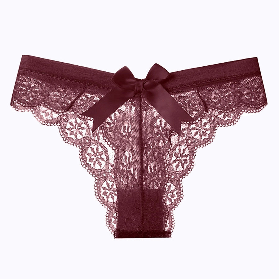 Bow Knot Seamless Lace Low Waist Panties