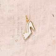 White Oil Dripping High Heel Shoes Pendant (Gold) [15x11mm (Aperture: 3mm)]