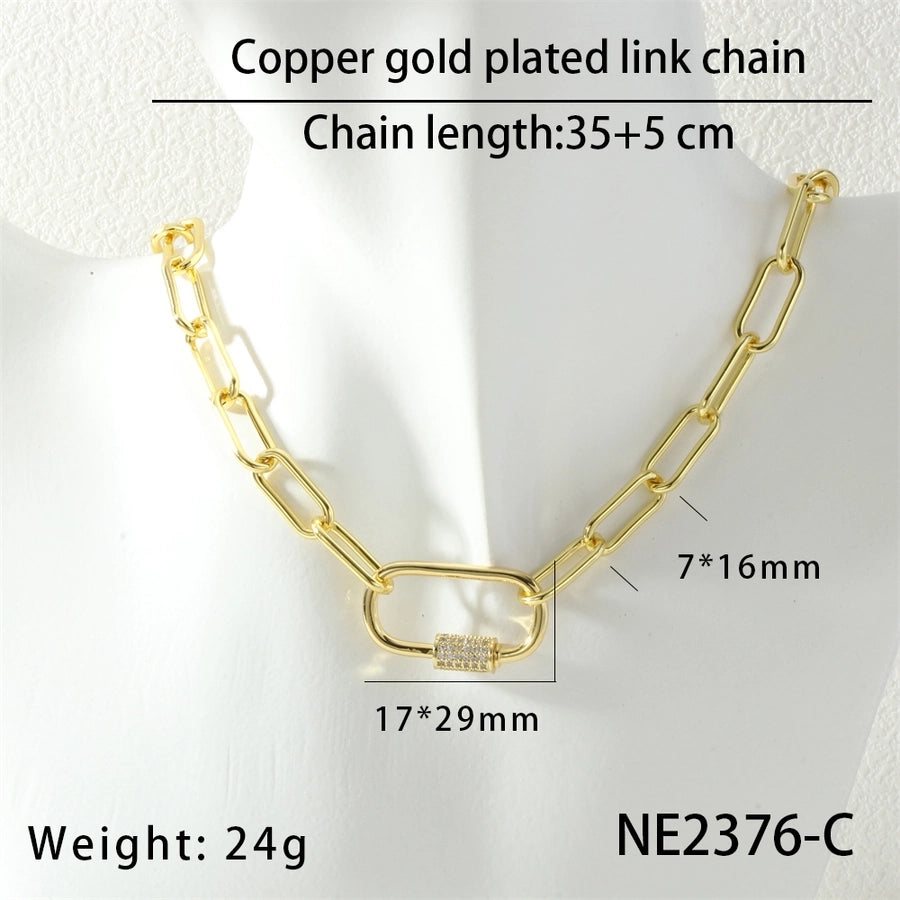 Jewelry IG Style Cool Style Oval Copper Zircon Necklace