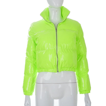 Women's Streetwear Solid Color Zipper Coat cotton clothes