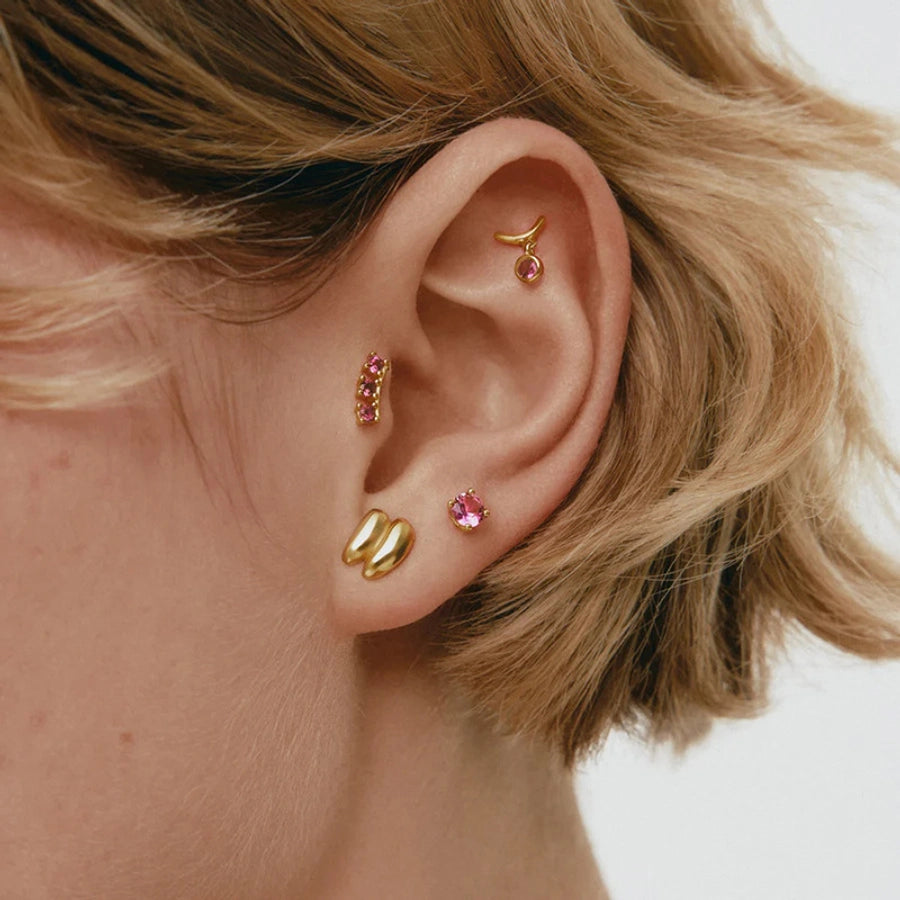 1 Pair Casual Elegant Geometric Copper Zircon Drop Earrings Ear Studs