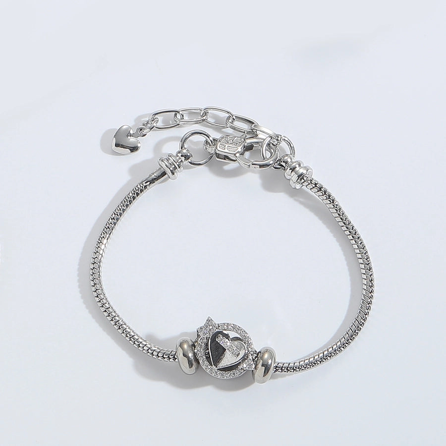 Jewelry Elegant Simple Style Commute Cross Copper Zircon White Gold Plated Bracelets