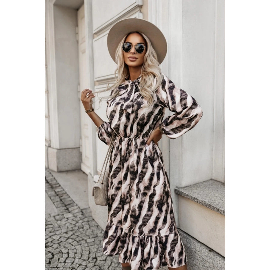 Women's Sheath Dress Streetwear Round Neck Long Sleeve Zebra Midi Dress Daily
