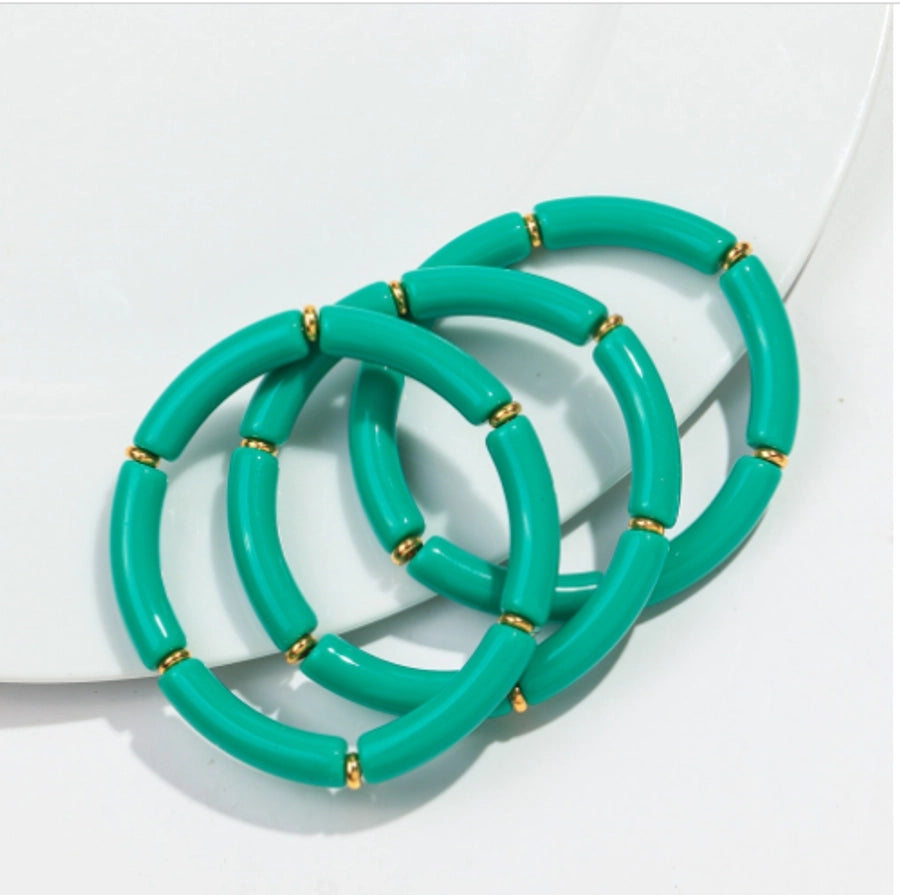 Simple Style Solid Color Arylic Copper Beaded Bracelets