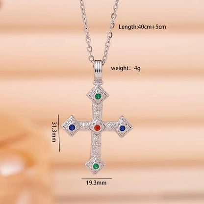 Jewelry Cute Lady Shiny Cross Alloy Copper Pendant Necklace