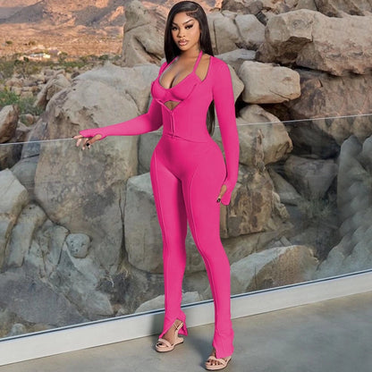 Banquet Daily Women's Elegant Solid Color Spandex Polyester Pants Sets Pants Sets