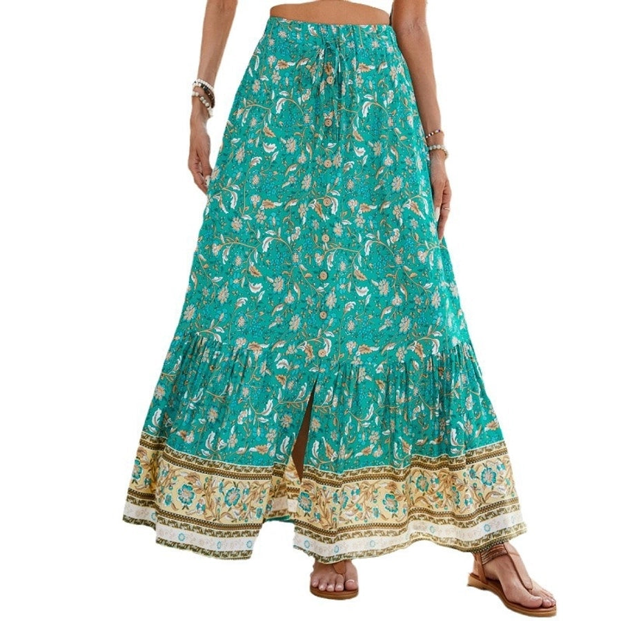 Summer Vacation Printing Polyester Maxi Long Dress Skirts
