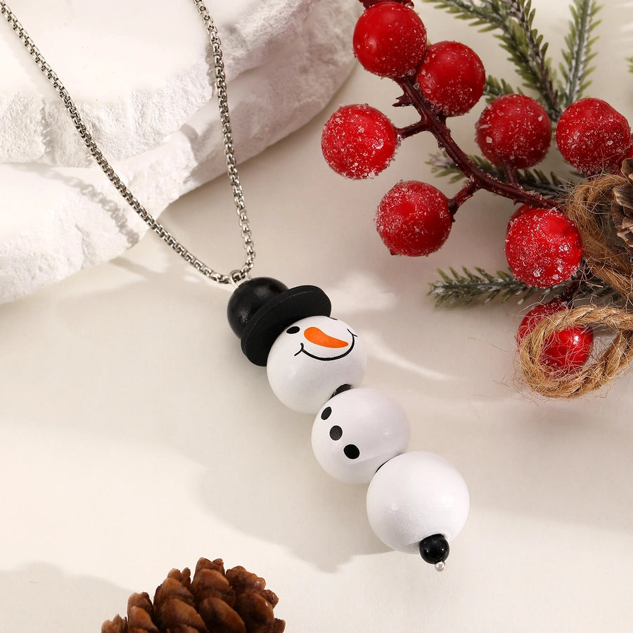 Vintage Style Classic Style Snowman Wood Iron  Pendant Necklaces