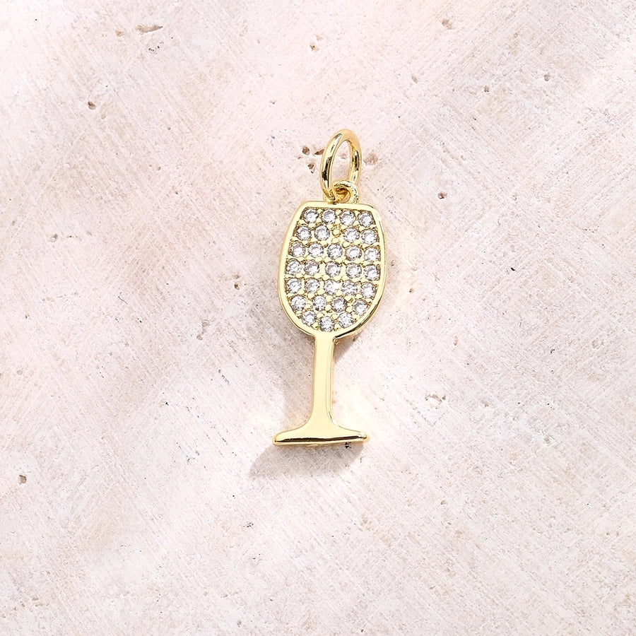 1 Pc/Package 14x7mm 18x11mm 21x9mm Hole 3~3.9mm Copper Zircon 18K Gold Plated Wine Glass Wine Bottle Polished Pendant Jewelry Accessories