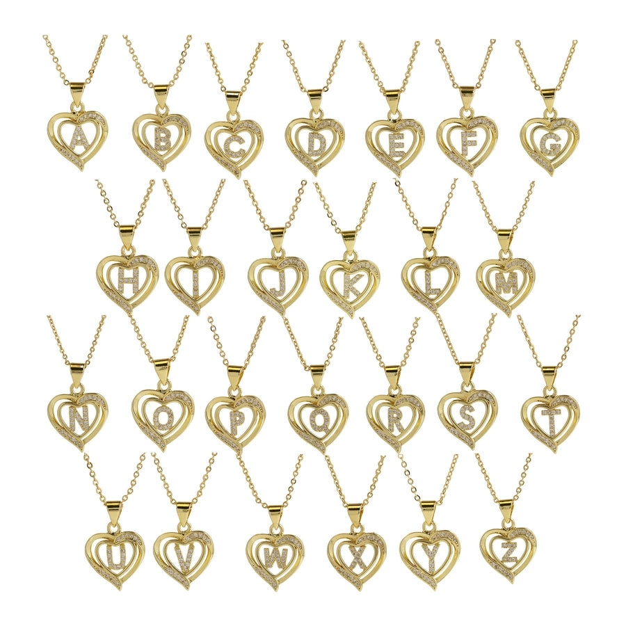Brass cable chain Plating Letter Heart Shape Pendant Necklace