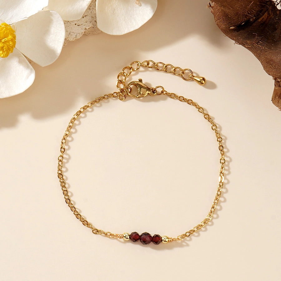 Bohemian Round 304 Stainless Steel natural stone cable chain String Bracelets