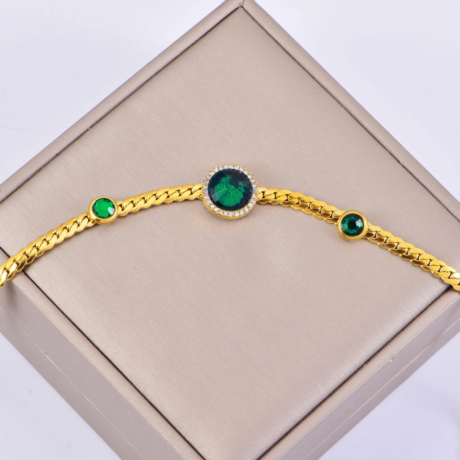 Classic Style Geometric 304 Stainless Steel Turquoise foxtail chain Bracelets In Bulk Stainless Steel Bracelets