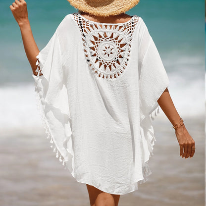 women's fashion solid color hollow out cover ups