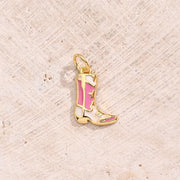 Pink Oil Dripping Boots Pendant (Gold) [14x10mm (Aperture: 3mm)]