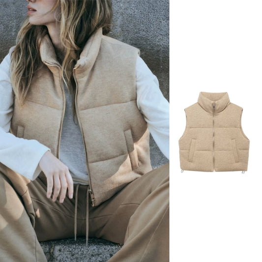 Women's Casual Solid Color Zipper Vest