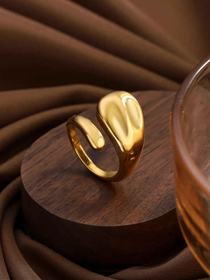 Jewelry Elegant Classical Vintage Style Geometric Water Droplets 316L Stainless Steel  Titanium Steel Wide Band Rings Open Rings