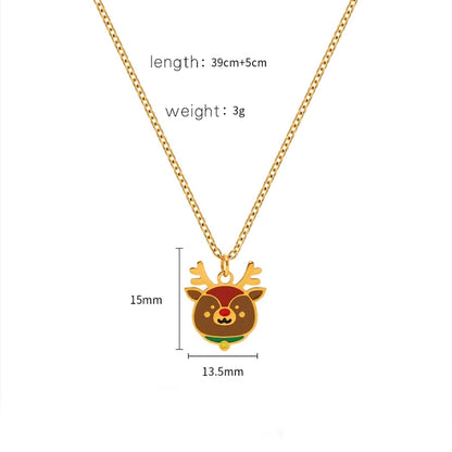 Jewelry Cute Christmas Hat Christmas Tree Christmas Socks Titanium Steel 18K Gold Plated Plating Pendant Necklace