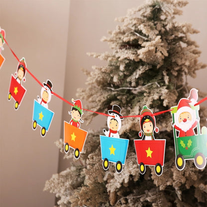 Christmas Paper Flag Christmas Window Hotel Scene Decoration Flag  Santa Claus Flag