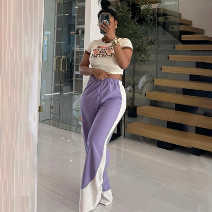 Women's Daily Streetwear Color Block Full Length Casual Pants