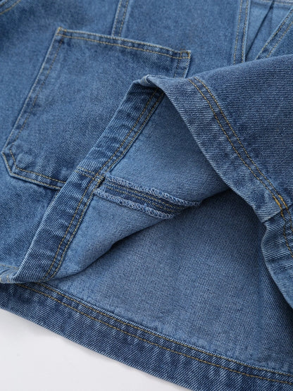 Daily Women's Simple Style Classic Style Solid Color Denim Pocket Skirt Sets Skirt Sets