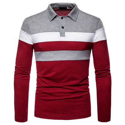 Men's long-sleeved  shirt 3 color stitching T-shirt  new  casual fashion  T-shirt fashion