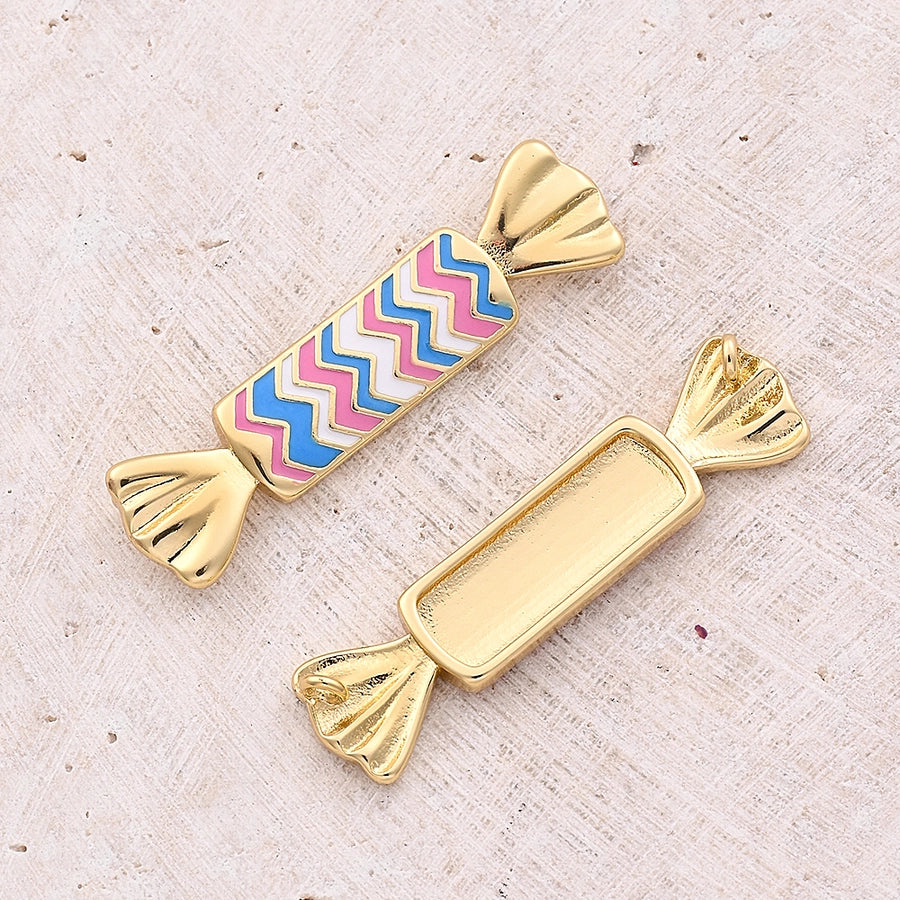 1 Pc/Package 36x9mm Copper 18K Gold Plated Candy Polished Connectors Jewelry Accessories