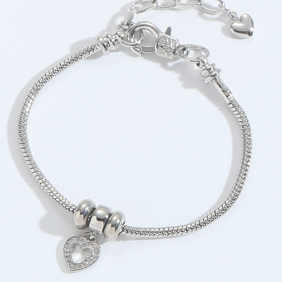 Jewelry Elegant Simple Style Commute Heart Shape Copper Zircon White Gold Plated Bracelets