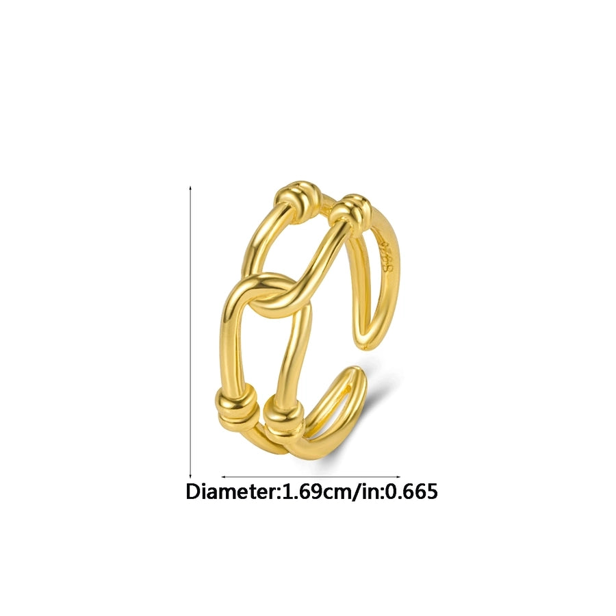 925 Sterling Silver Geometric Adjustable Ring