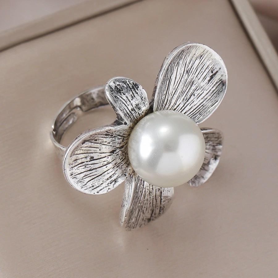 Elegant Classic Style Flower Alloy Women's Adjustable Ring Rings
