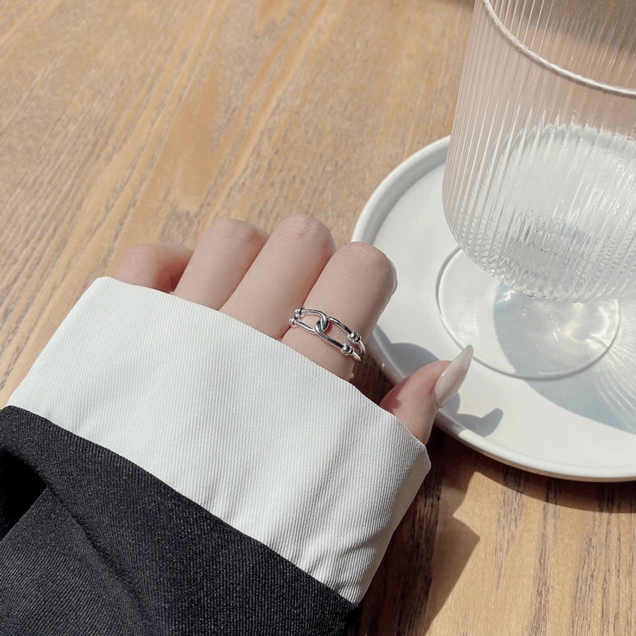 925 Sterling Silver Geometric Adjustable Ring