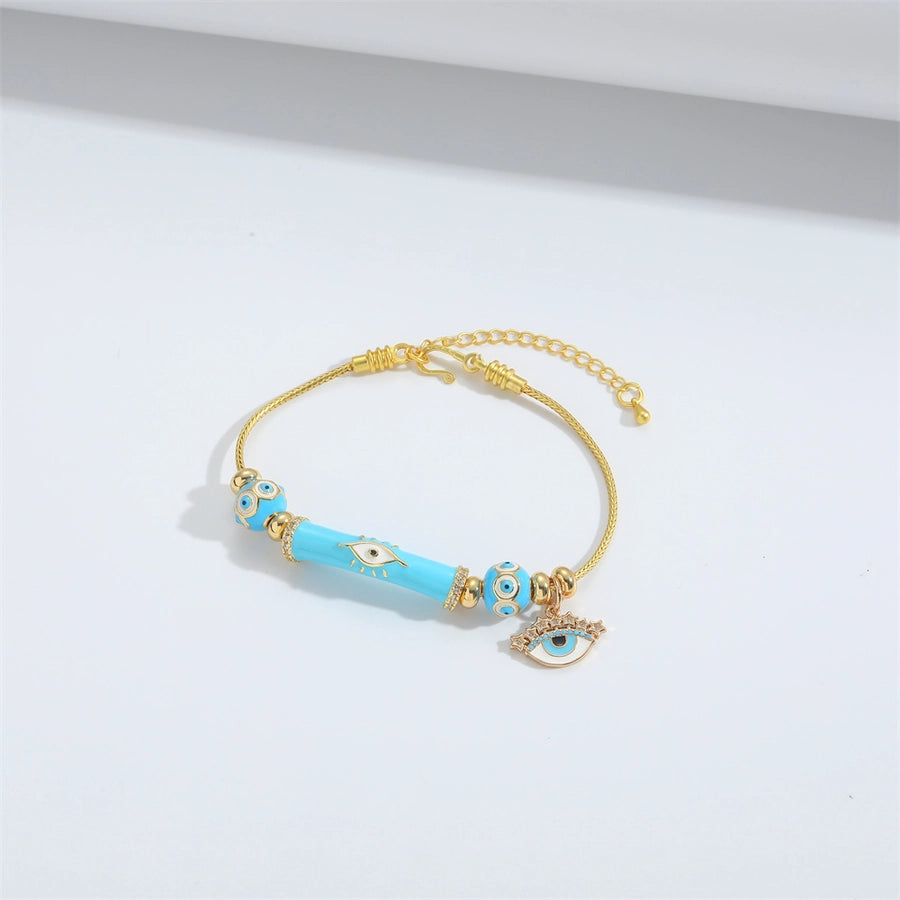 Jewelry Elegant Simple Style Commute Devil's Eye Copper Zircon 14K Gold Plated Bracelets