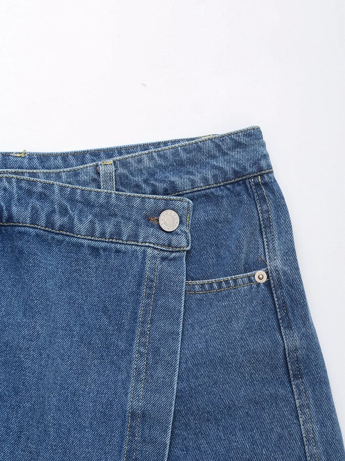 Daily Women's Simple Style Classic Style Solid Color Denim Pocket Skirt Sets Skirt Sets