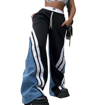 Women's Holiday Streetwear Color Block Full Length Casual Pants