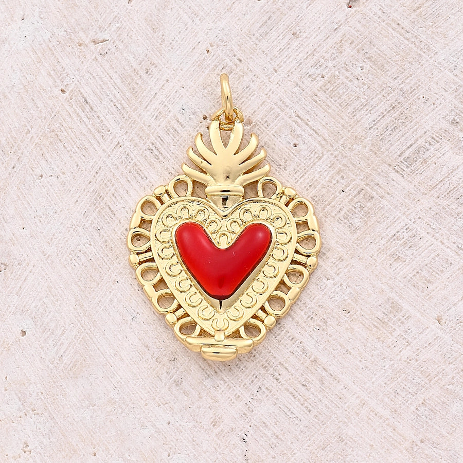 1 Pc/Package 18x12.5mm 18x6mm Hole 3~3.9mm Copper 18K Gold Plated Heart Shape Polished Pendant Jewelry Accessories