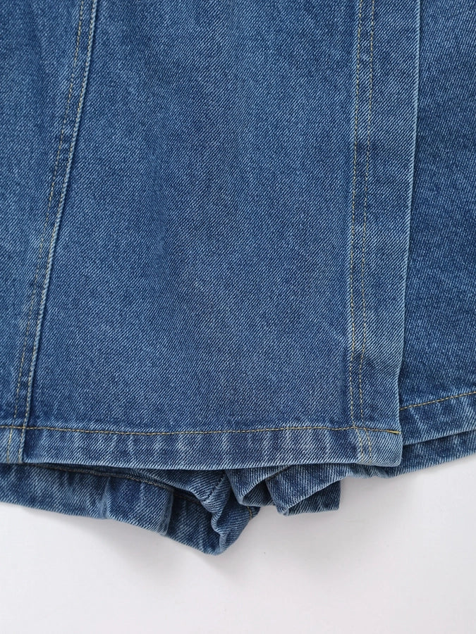 Daily Women's Simple Style Classic Style Solid Color Denim Pocket Skirt Sets Skirt Sets