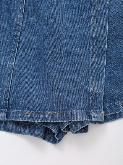 Daily Women's Simple Style Classic Style Solid Color Denim Pocket Skirt Sets Skirt Sets