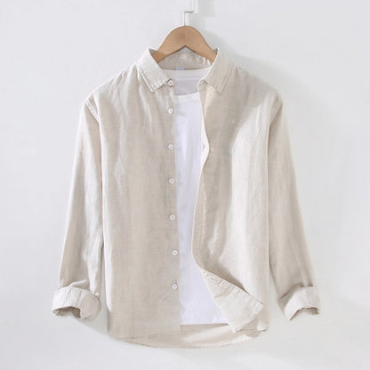 Men's Solid Color Casual Business Shirt Collar Long Sleeve Slim Men's Tops
