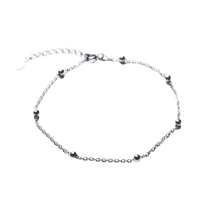 new s925 sterling silver beads cross chain anklet Korea  temperament simple foot ornaments personalized jewelry