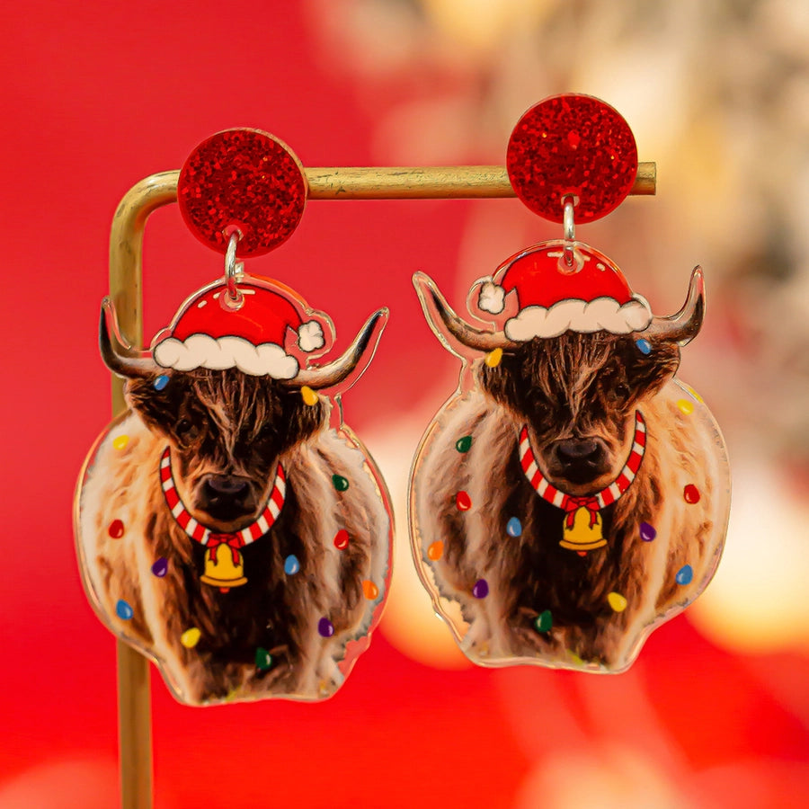 1 Pair Cute Vacation Christmas Hat Christmas Tree Elk Plating Arylic Earrings