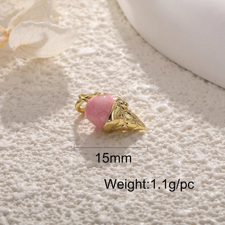 1 Piece 14mm-20mm Copper 18K Gold Plated Ice Cream Donuts Crown Pendant Jewelry Accessories
