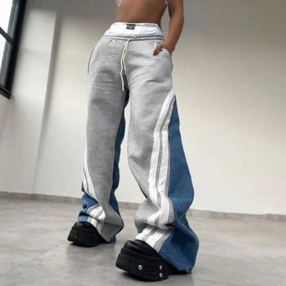 Women's Holiday Streetwear Color Block Full Length Casual Pants