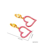 Titanium Steel Rose Red Thin Love Heart Earrings