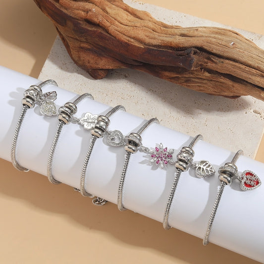 Jewelry Elegant Simple Style Commute Heart Shape Copper Zircon White Gold Plated Bracelets