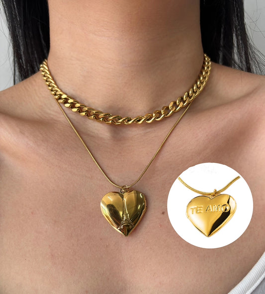 Jewelry Casual Commute Heart Shape Solid Color 304 Stainless Steel 18K Gold Plated Plating Pendant Necklace