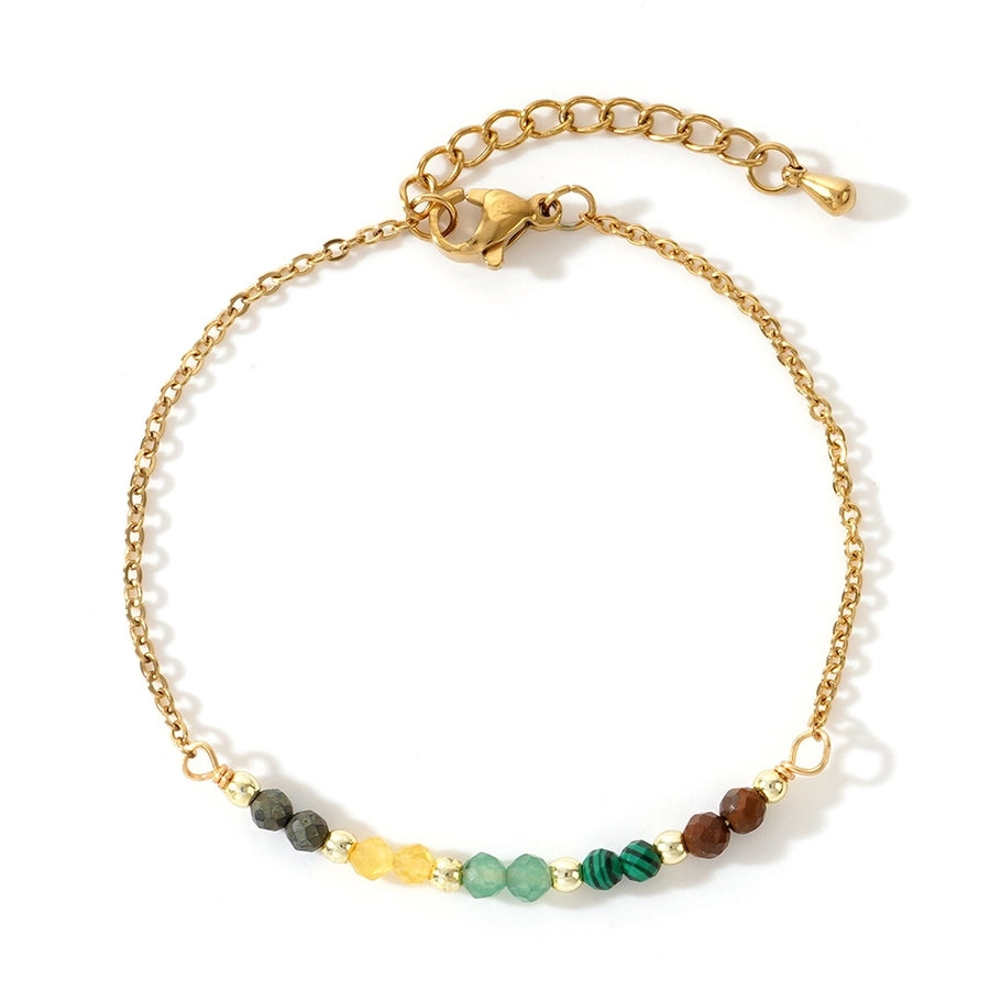 Bohemian Round natural stone Copper cable chain String Bracelets