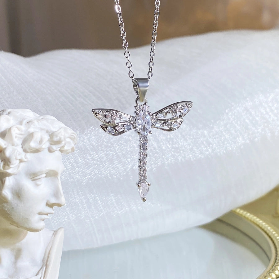 Jewelry Simple Style Commute Dragonfly Copper Plating Pendant Necklace