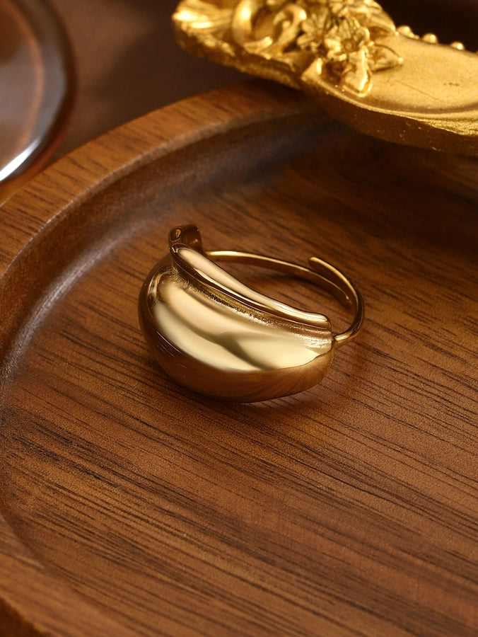 Jewelry Elegant Classical Vintage Style Geometric Water Droplets 316L Stainless Steel  Titanium Steel Wide Band Rings Open Rings