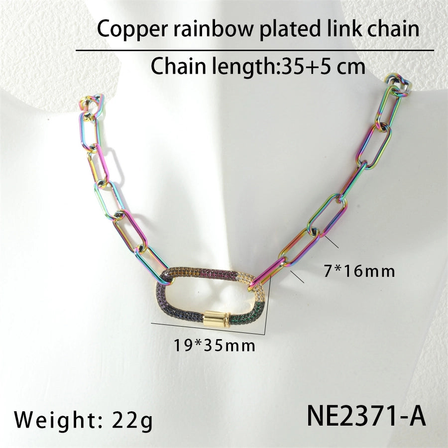 Jewelry Hip-Hop Geometric Copper Zircon Necklace