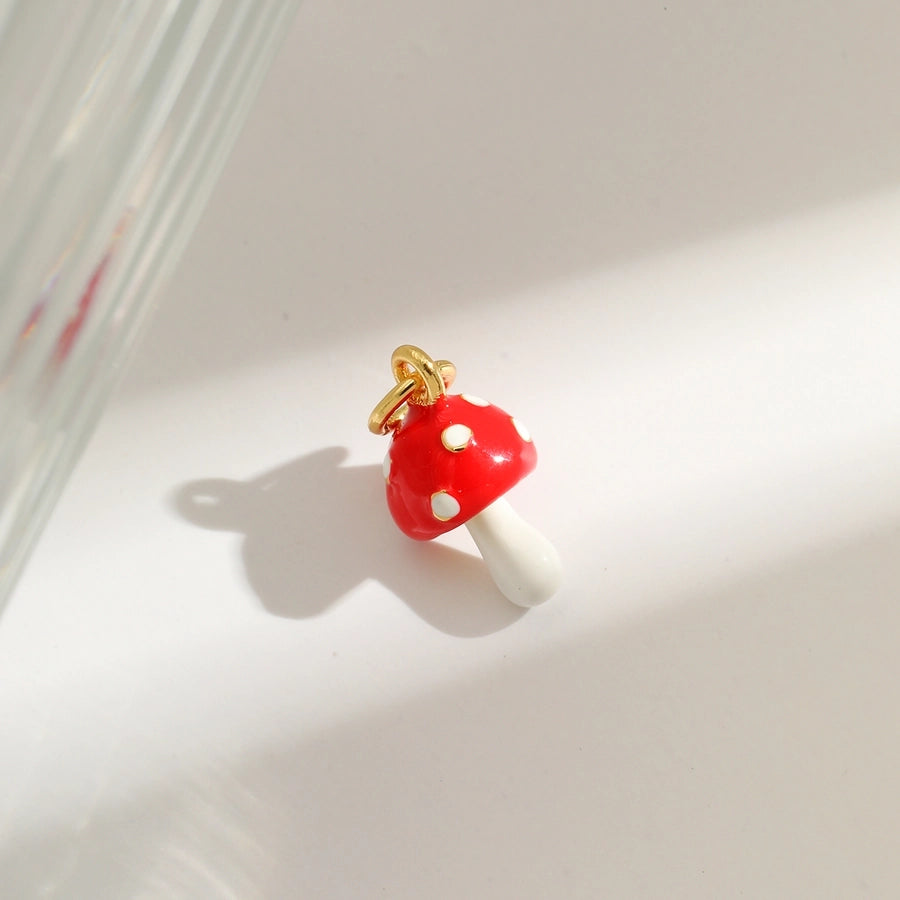 1 Piece 8.8*5MM Hole 3~3.9mm Copper 18K Gold Plated Strawberry Mushroom Pendant Jewelry Accessories