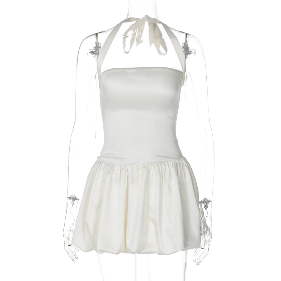 Women's Sheath Dress Sexy Halter Neck Backless Sleeveless Solid Color Short Mini Dress Banquet